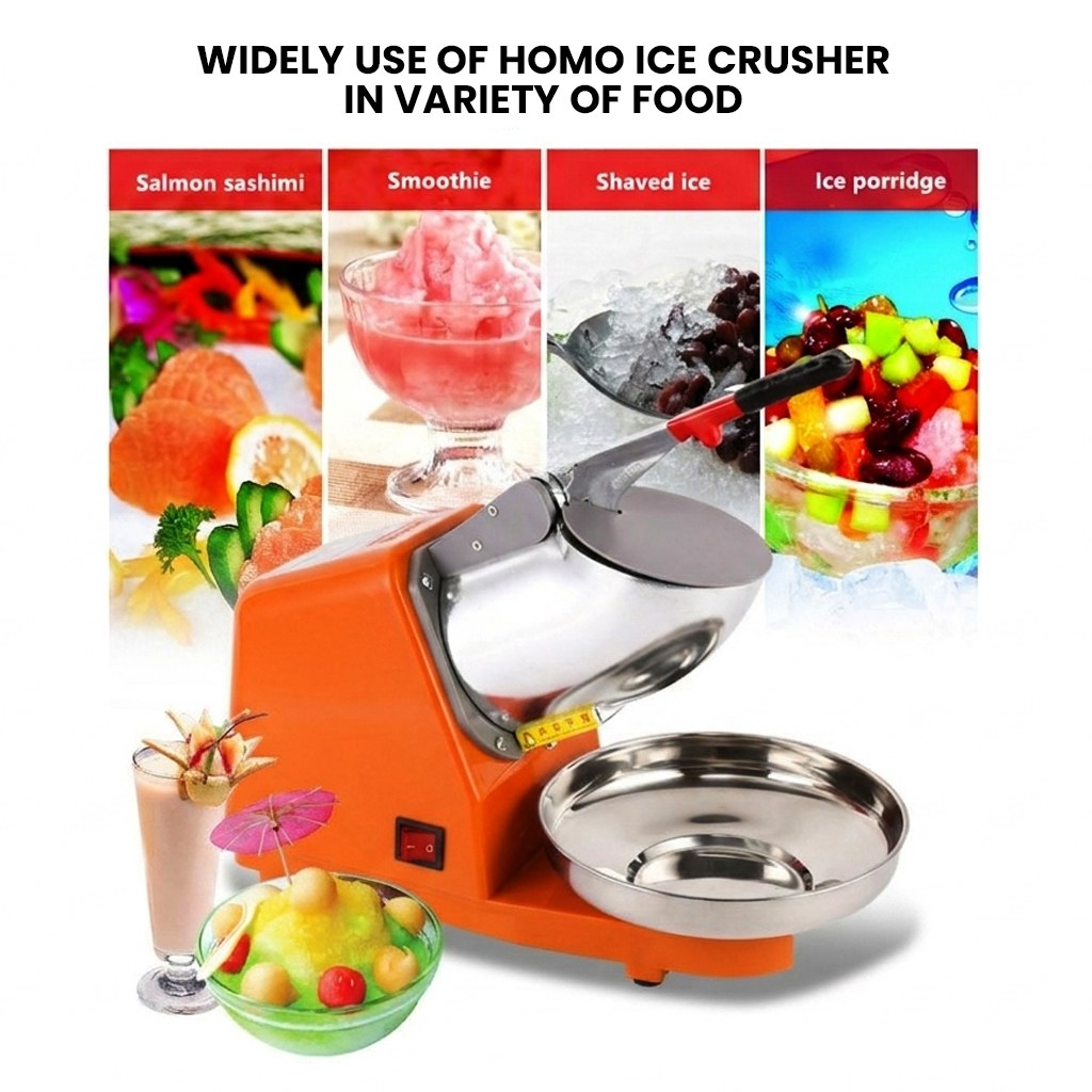 Homo Electric Ice Crusher Heavy Duty Stainless Steel Blade Ice Shaver Heavy Duty for Halo Halo