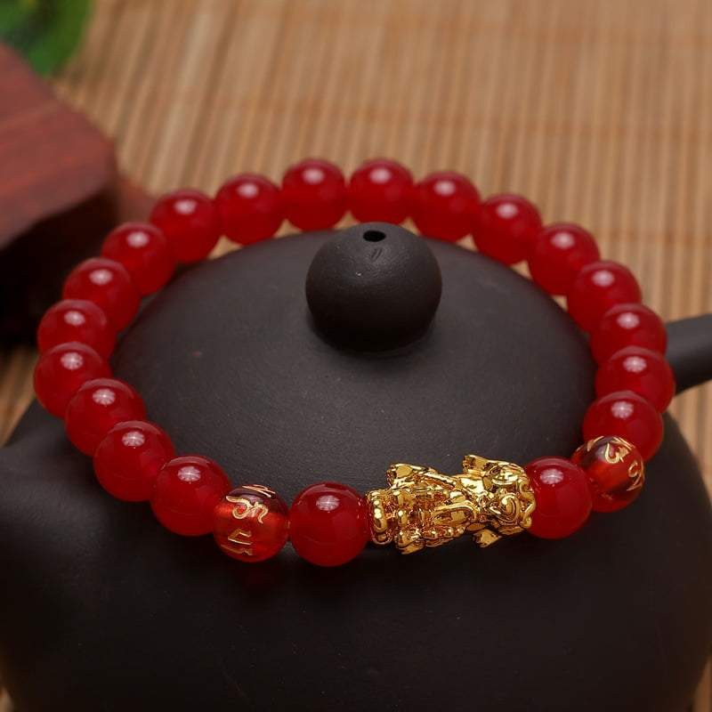 Red Agate Pi Yao Bracelet 8mm for Wealth Luck, Courage and Confidence