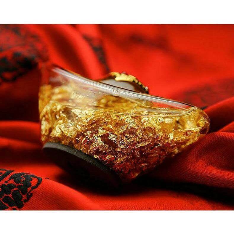 Gold Foil Crystal Yuan Bao Ingot for Wealth Luck, Cash Flow and Business Prosperity
