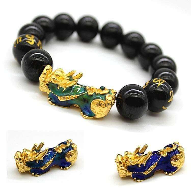 Gold 3D Color-Changing Pi Yao Bracelet for Wealth Guarding and Protection