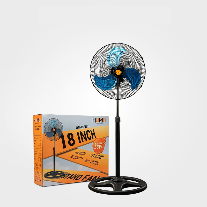 HOMO 18 Inch Stand Fan Shaking Head Electric Fan Strong Wind 3 Speeds  Imported Moto