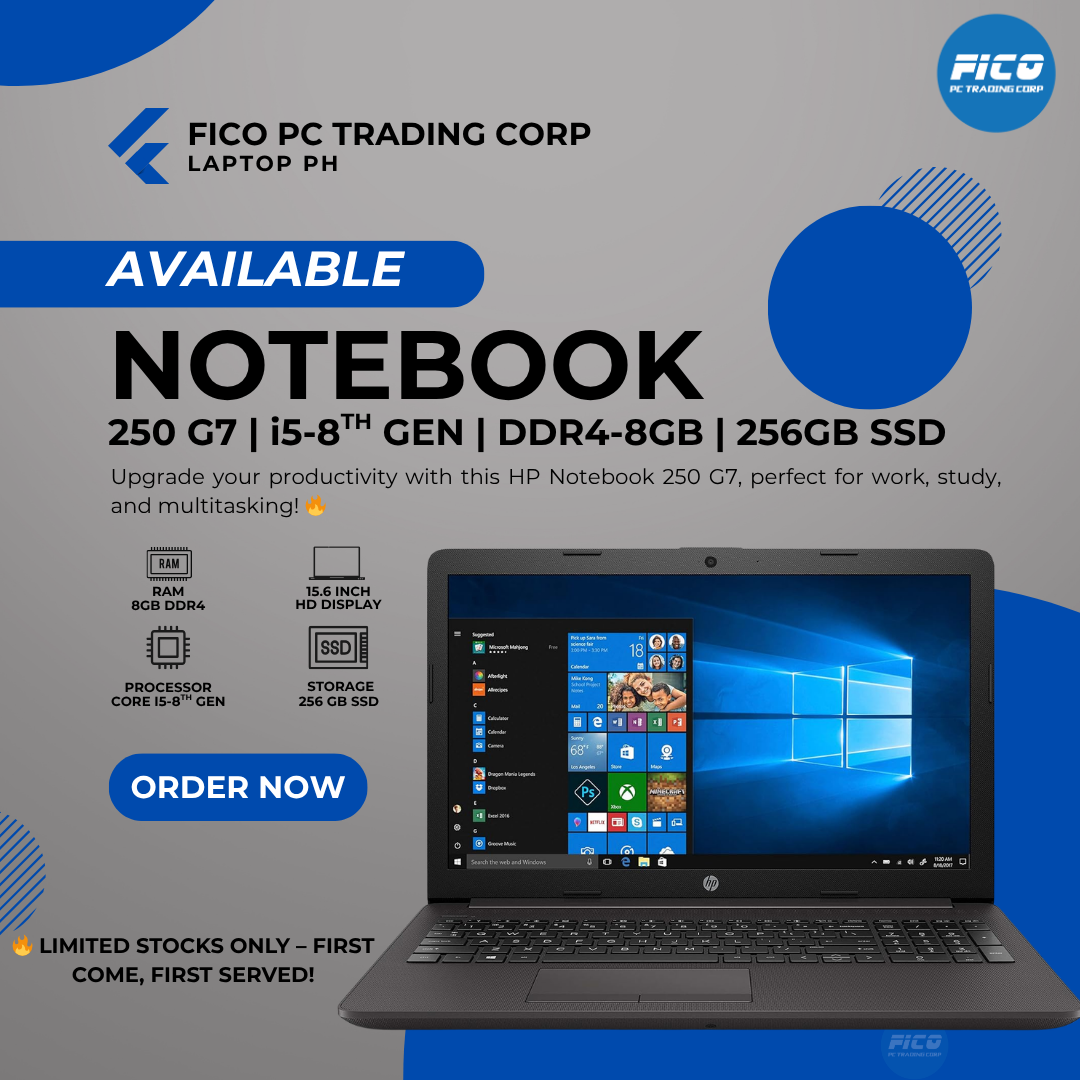 HP NOTEBOOK 250 G7 i5-8TH GEN DDR4-8GB SSD 256GB 15.6 INCH