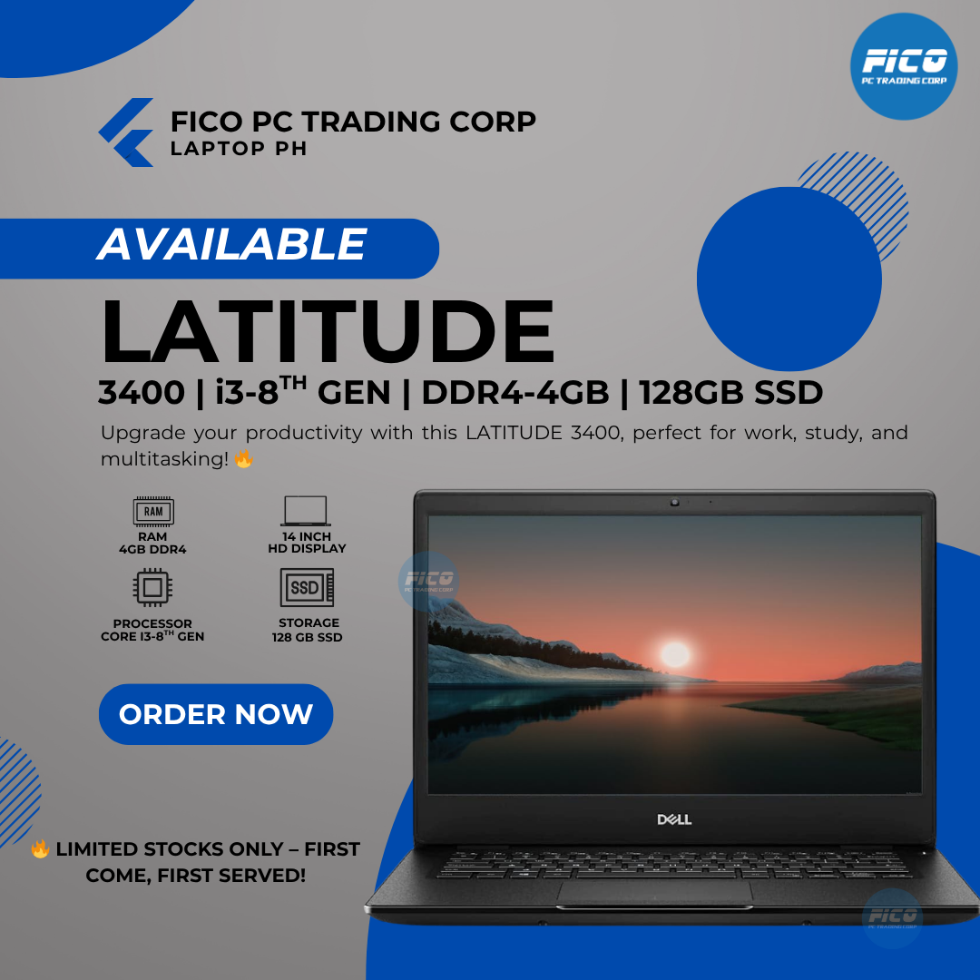 DELL LATITUDE 3400  i3-8TH GEN DDR4-8GB SSD 128GB 14 INCH